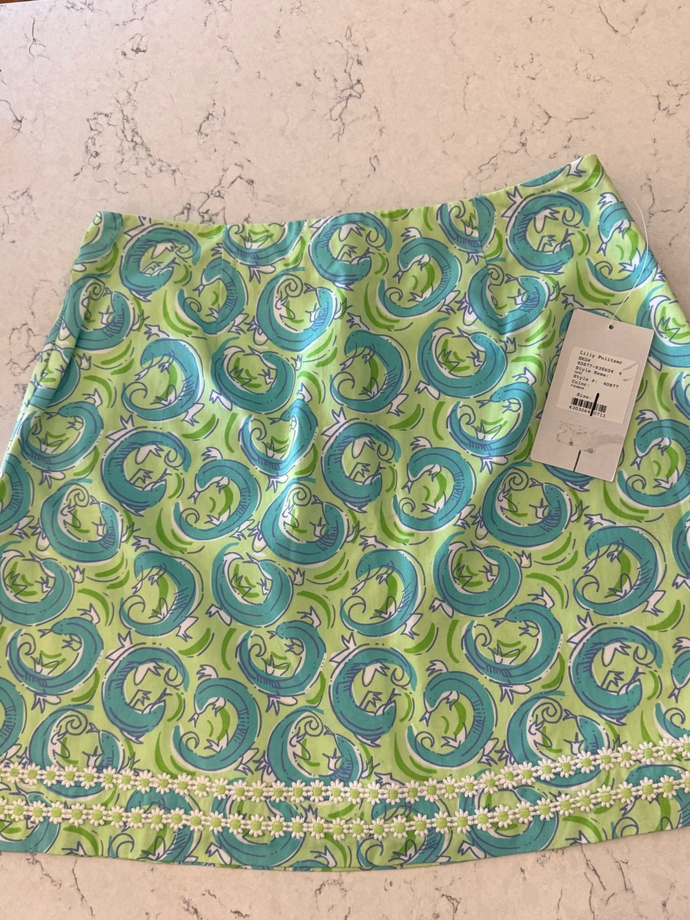NWT Vintage 90’s Lilly Pulitzer “Leapin’ Lizards” Daisy-Trim A-Line Mini Skirt